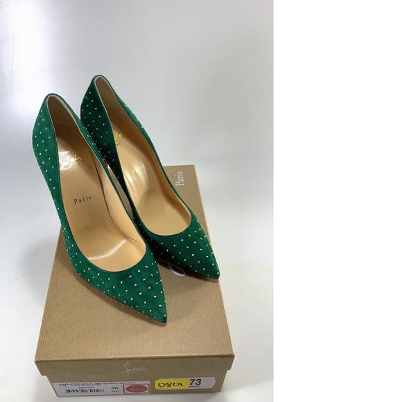 Pigalle Follies Studded Canopee Green 100mm Pumps Heels D801 - Picture 3 of 12